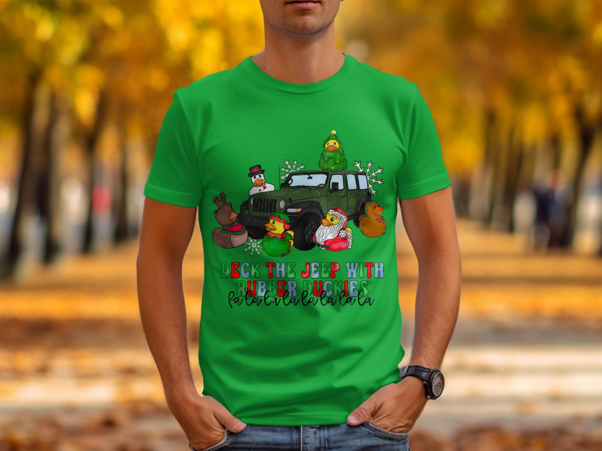 Deck the Jeep with Rubber Duckies Holiday T-Shirt