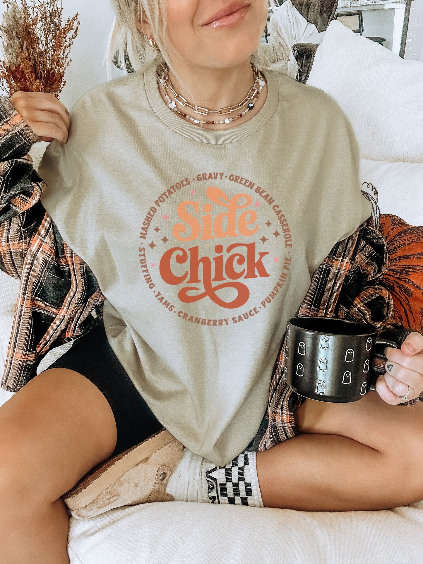 Side Chick Thanksgiving Themed Graphic Shirt