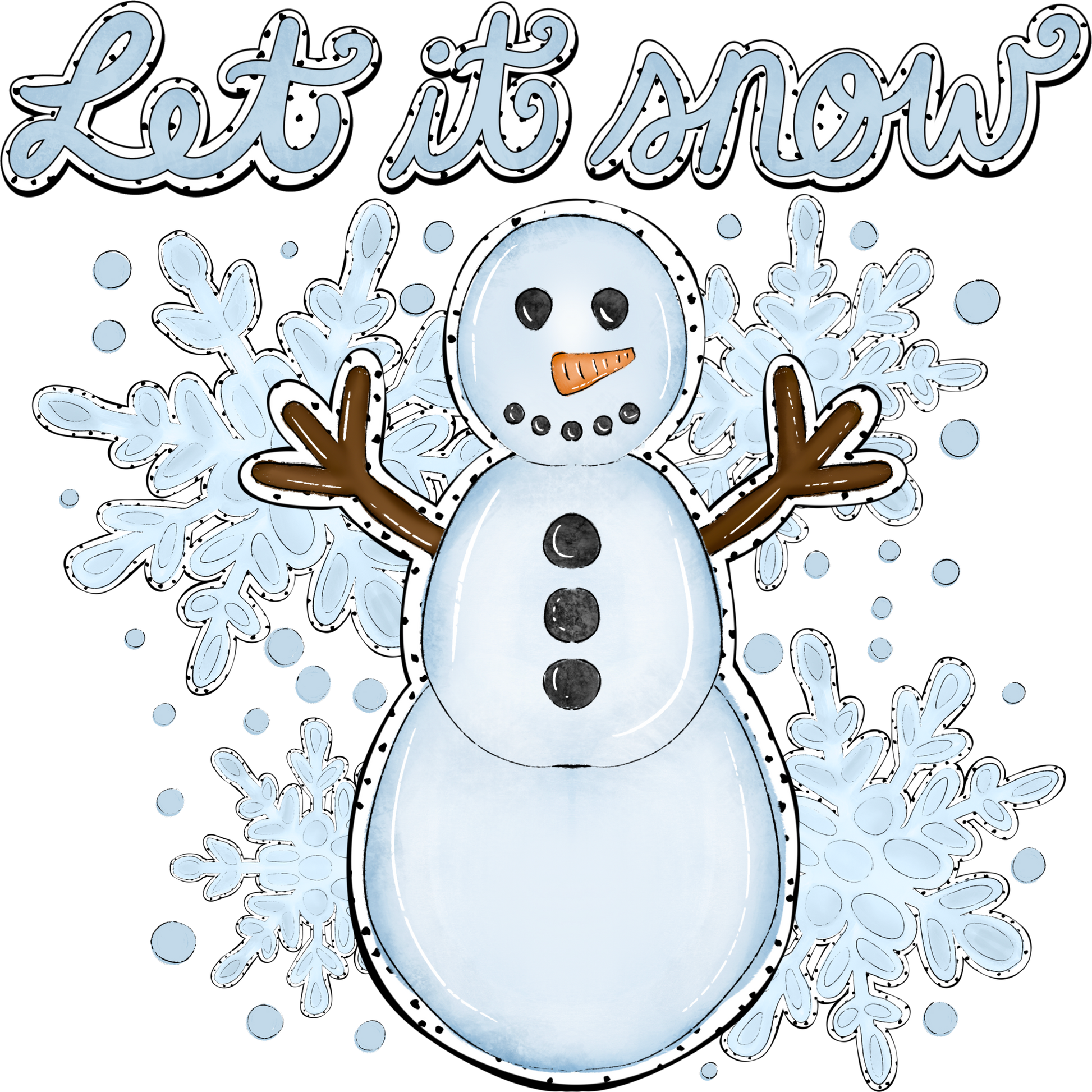 Let it Snow Snowman with Snowflakes winter product