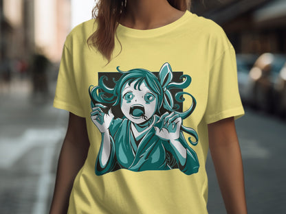 Striking Art of Girl With Green Hair Illustration T-Shirt