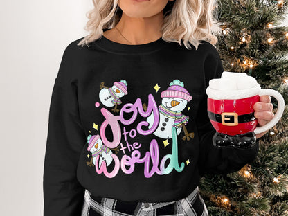 Joy to the World Snowman Christmas Sweatshirt