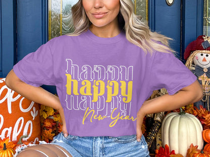 Happy Happy New Year Graphic Tee Shirt