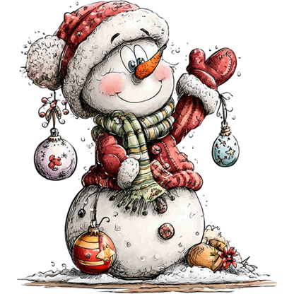 Festive Snowman with Ornaments and Hat Holiday Decor