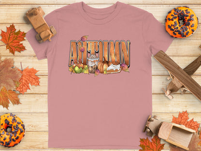 Cute Pink Autumn Themed Shirt With Fall Decorations