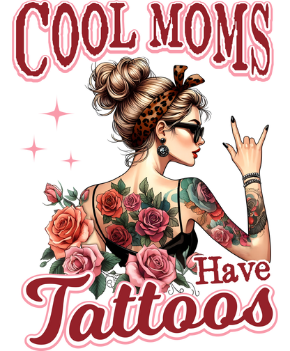 Cool Moms Have Tattoos Trendy Illustrated Poster