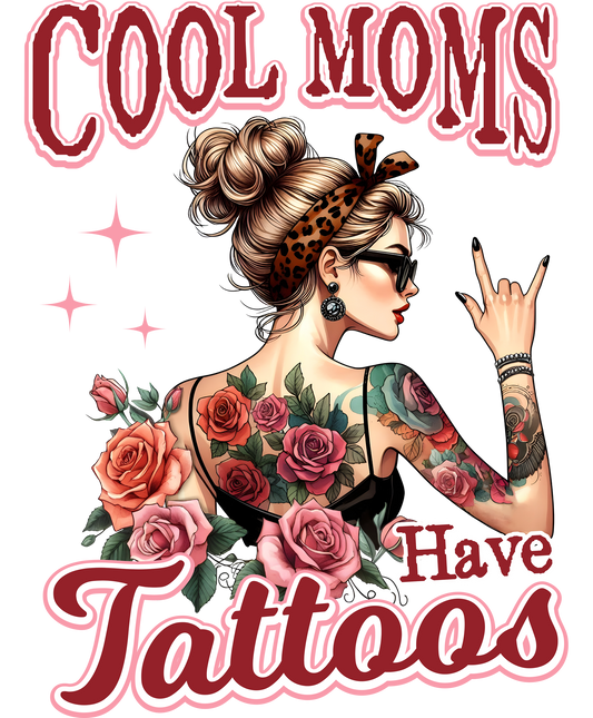 Cool Moms Have Tattoos Trendy Illustrated Poster