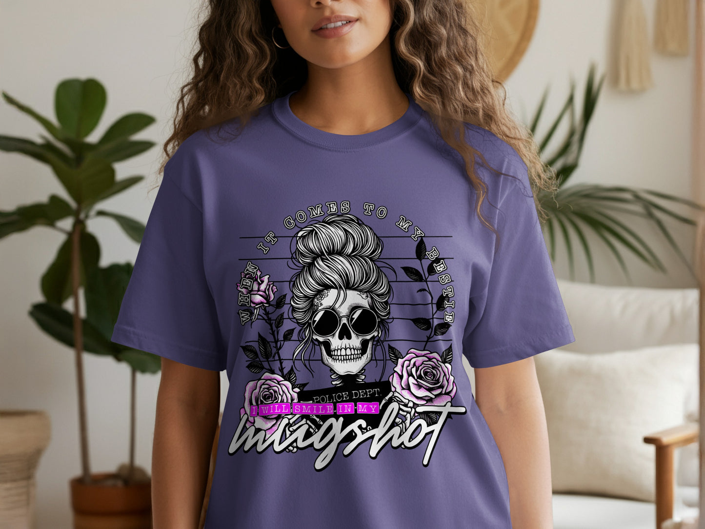 Unique Mugshot Skull Graphic T-Shirt Fashion Statement