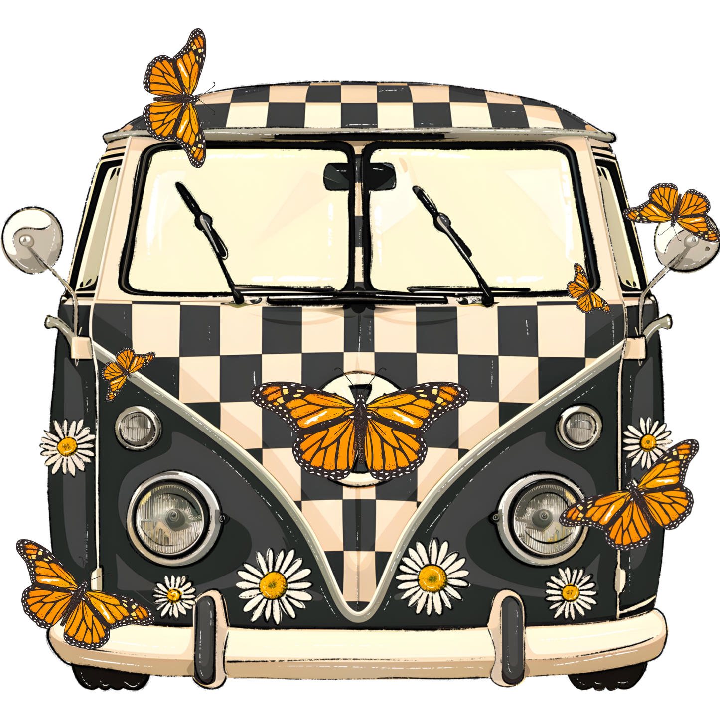 Vintage Van with Butterflies and Daisies design product