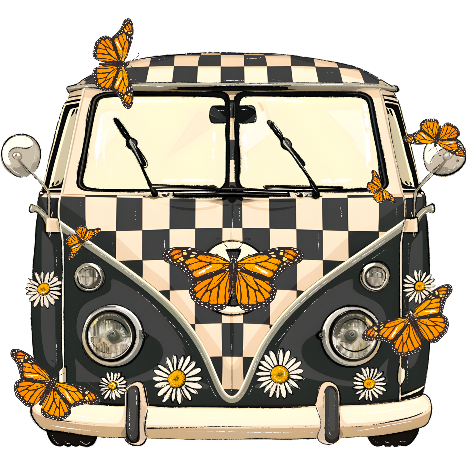 Vintage Van with Butterflies and Daisies design product