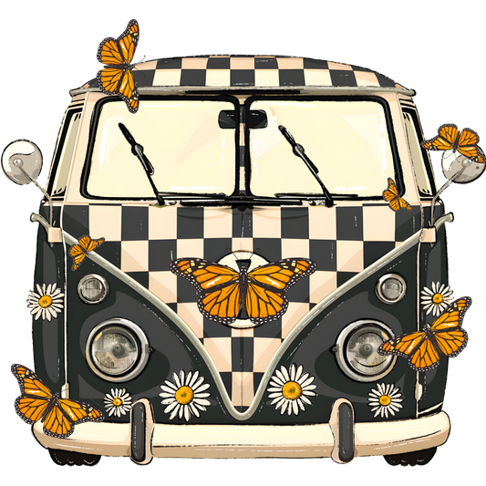 Vintage Van with Butterflies and Daisies design product