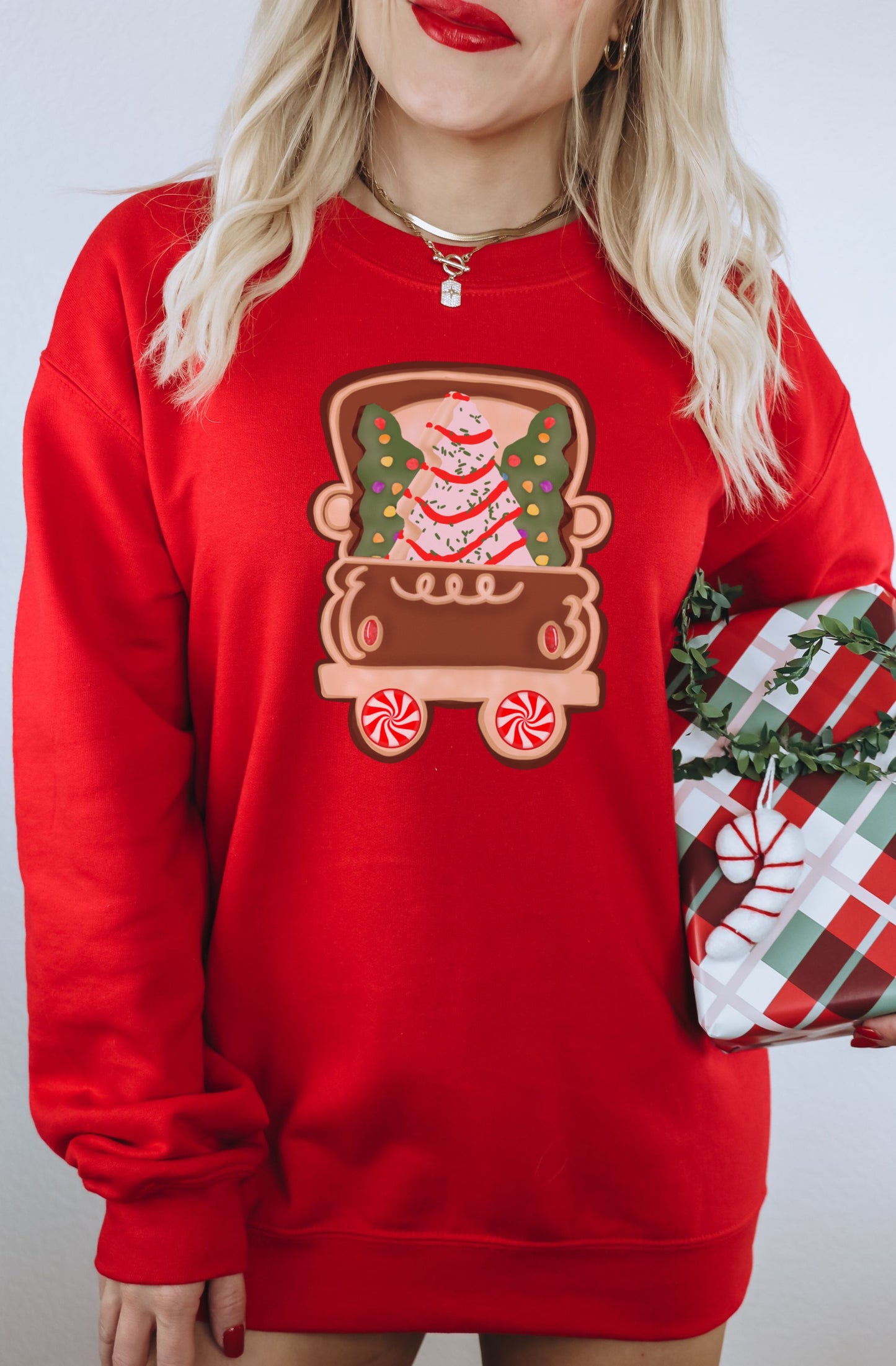Festive Christmas Tree Gingerbread Design Sweatshirt