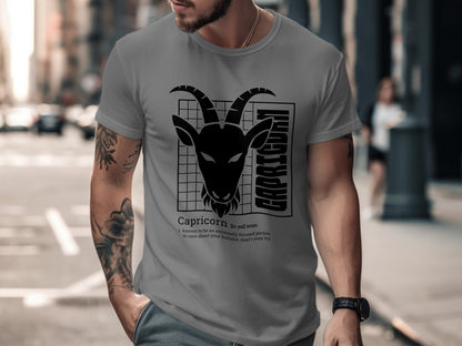 Capricorn Zodiac Goat Graphic T-Shirt for Astrology Fans