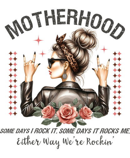 Motherhood Rock n Roll Graphic Art Shirt for Moms