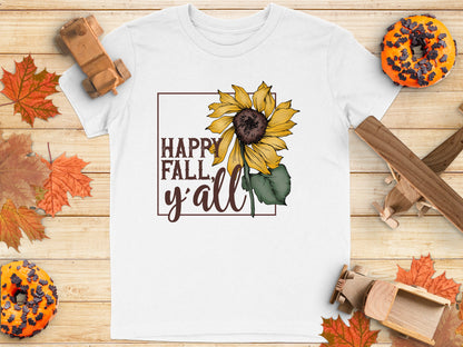 Happy Fall Y'all Sunflower Print T-shirt