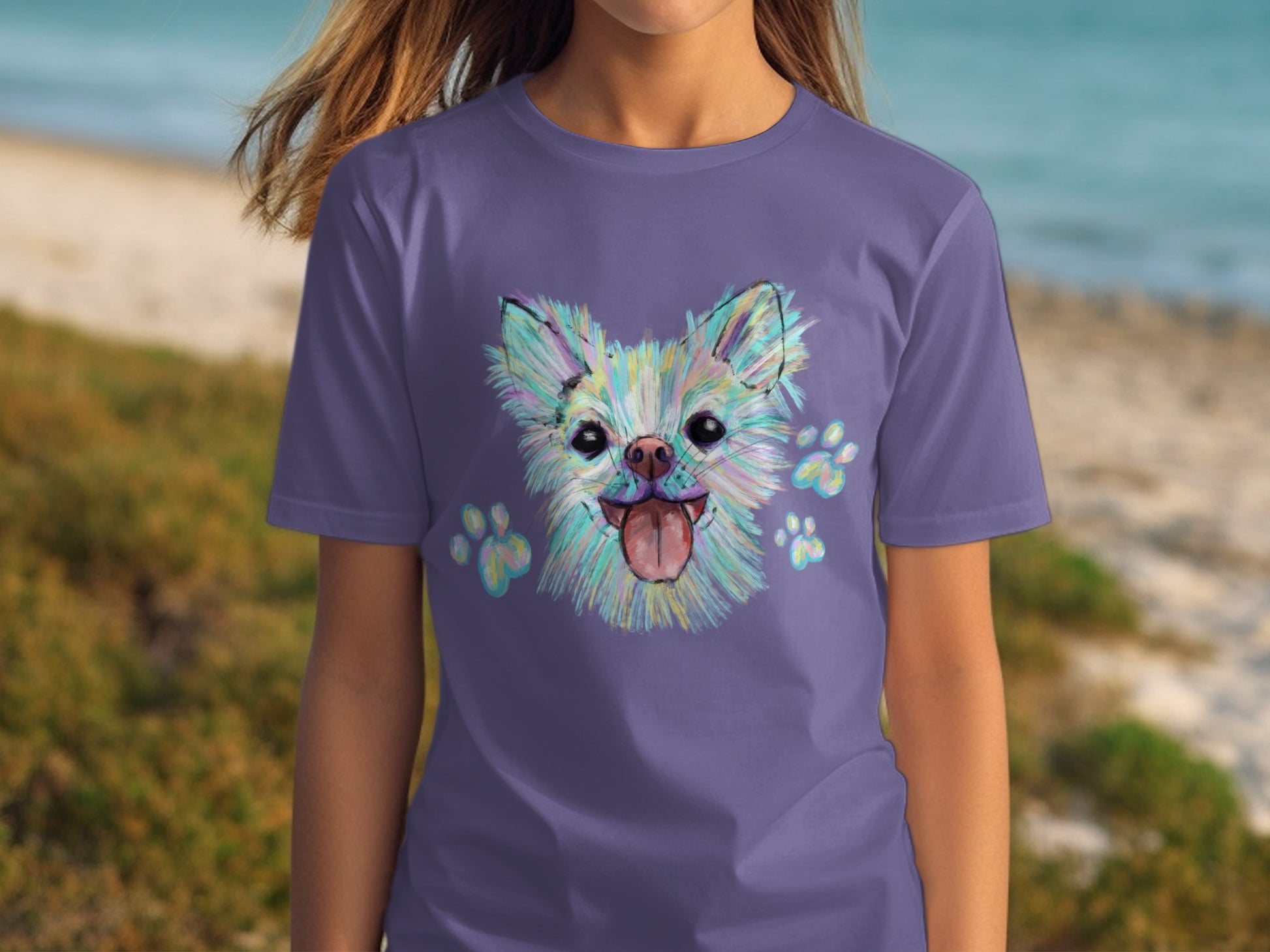 Colorful Dog Art Graphic Design T-shirt