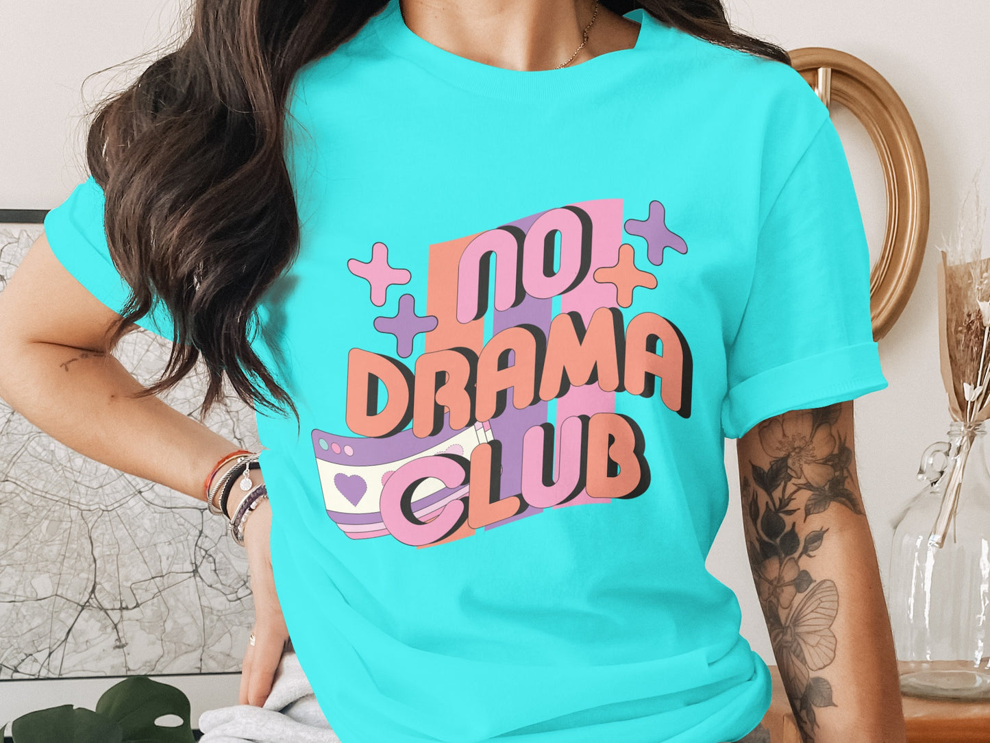 No Drama Club Cute Graphic Tee for Casual Wear