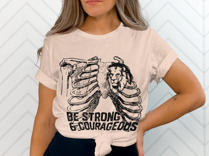 Be Strong and Courageous Lion Ribcage Graphic Shirt