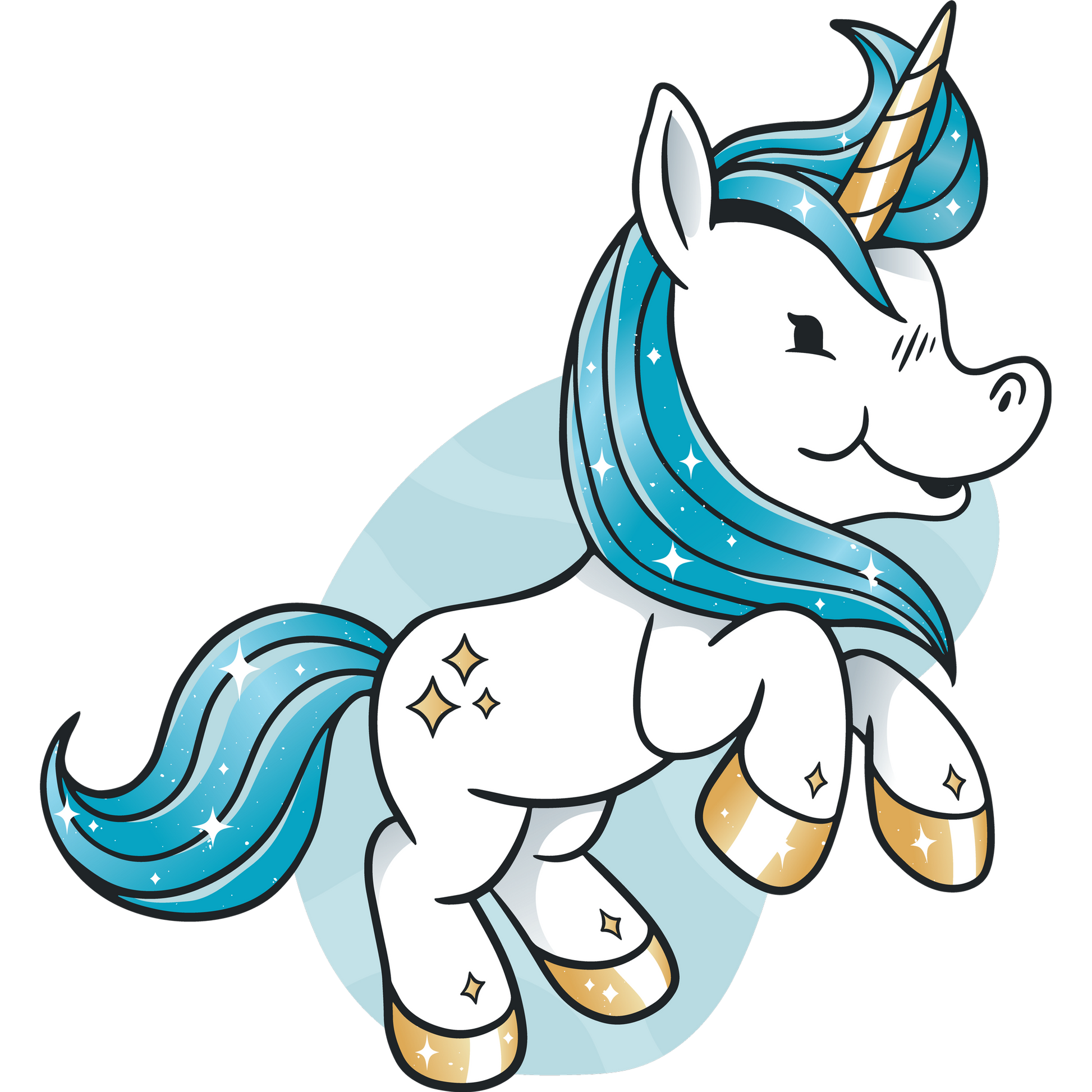 Sparkling Blue Mane and Golden Hooves Unicorn Toy