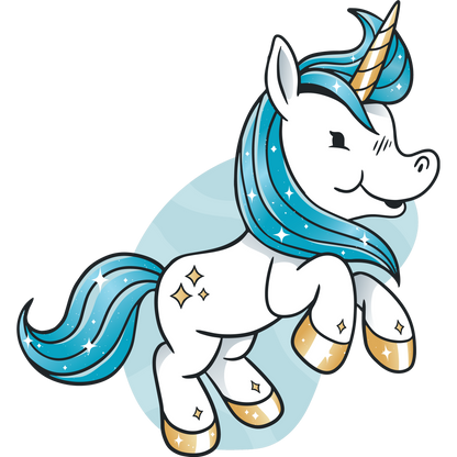 Sparkling Blue Mane and Golden Hooves Unicorn Toy