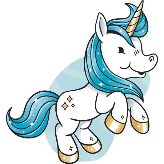 Sparkling Blue Mane and Golden Hooves Unicorn Toy