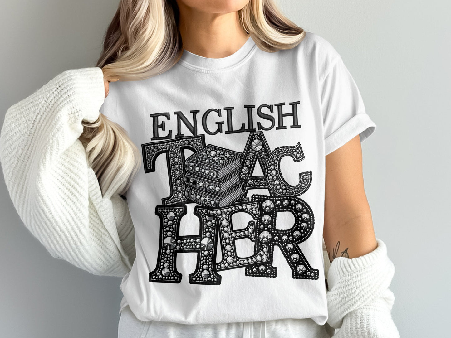 English Teacher Graphic White T-Shirt for Educators