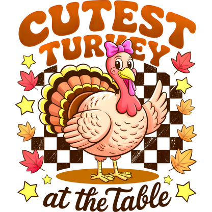 Cutest Turkey at the Table Colorful Festive Design