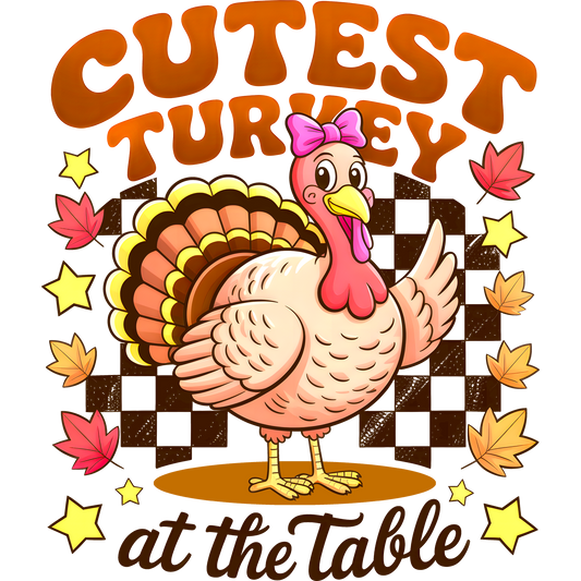 Cutest Turkey at the Table Colorful Festive Design