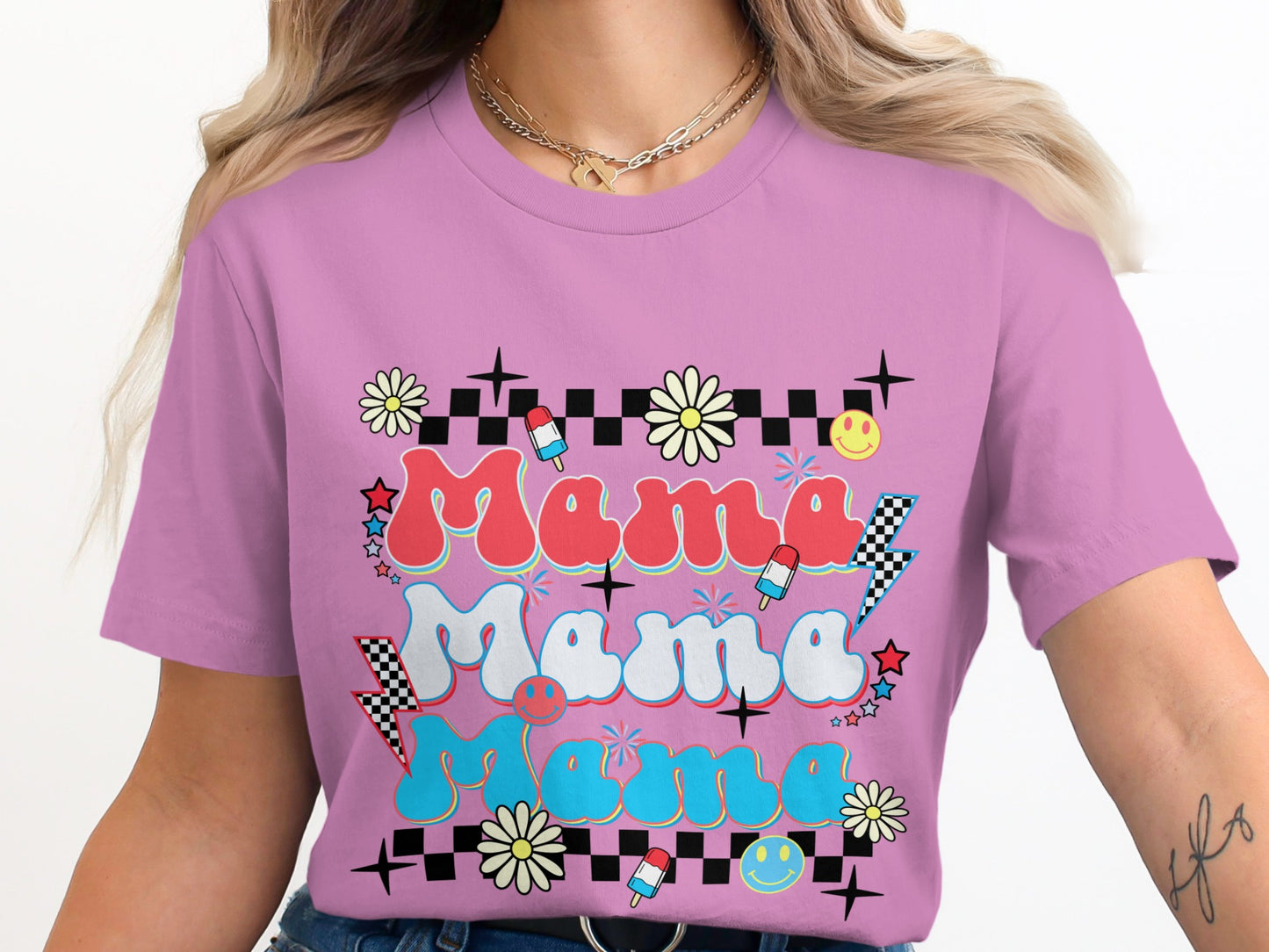 Retro Colorful Mama Graphic Tee shirt