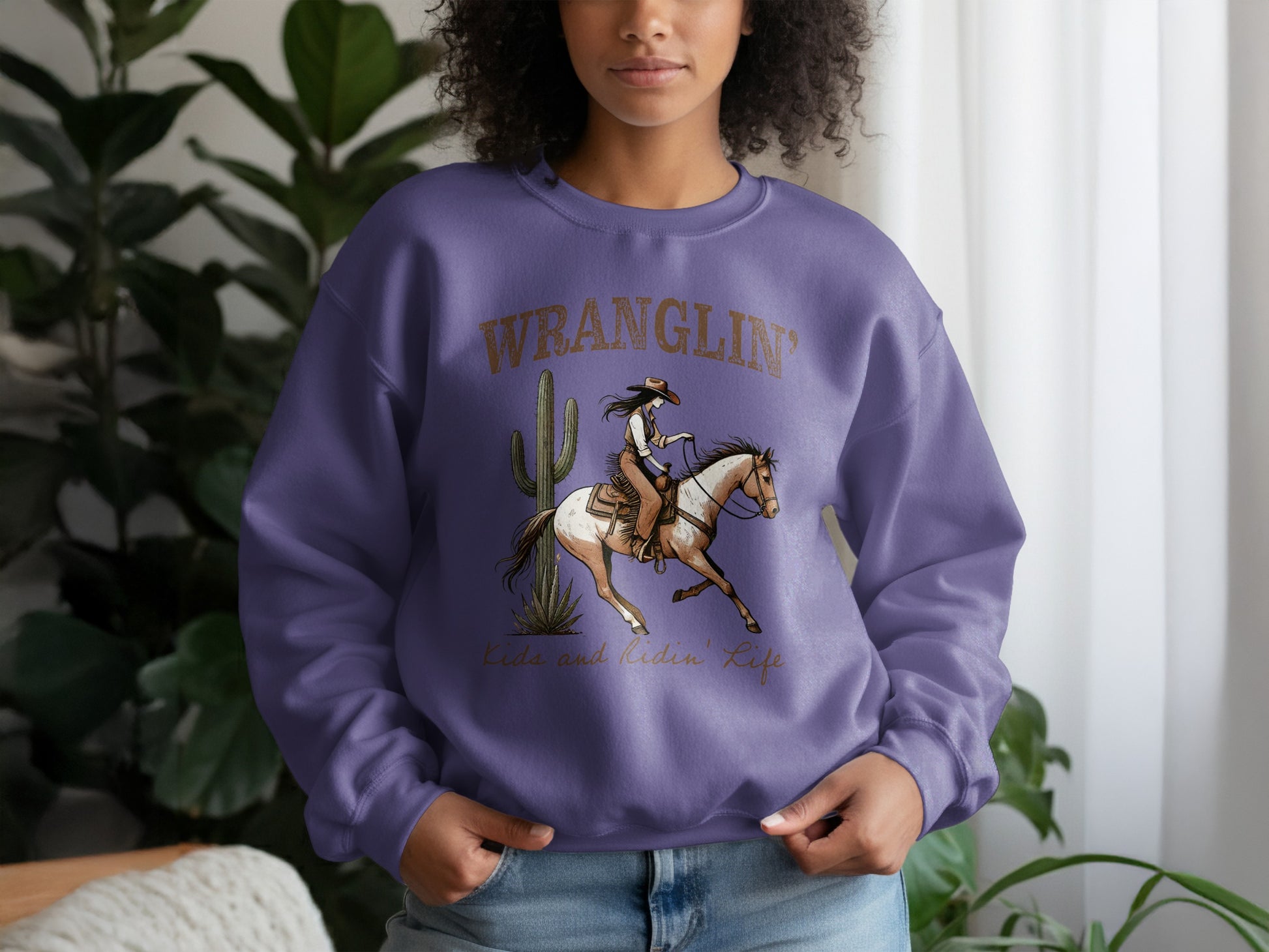 Wranglin' Retro Style Saddle and Lasso Life Sweatshirt