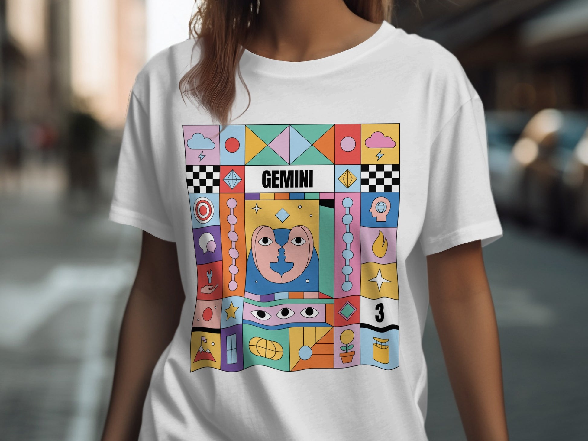 Colorful Gemini themed casual wear product