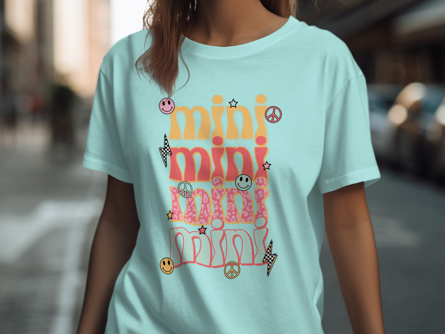 Groovy Mini Multi-color Smiley Face Graphic T-shirt