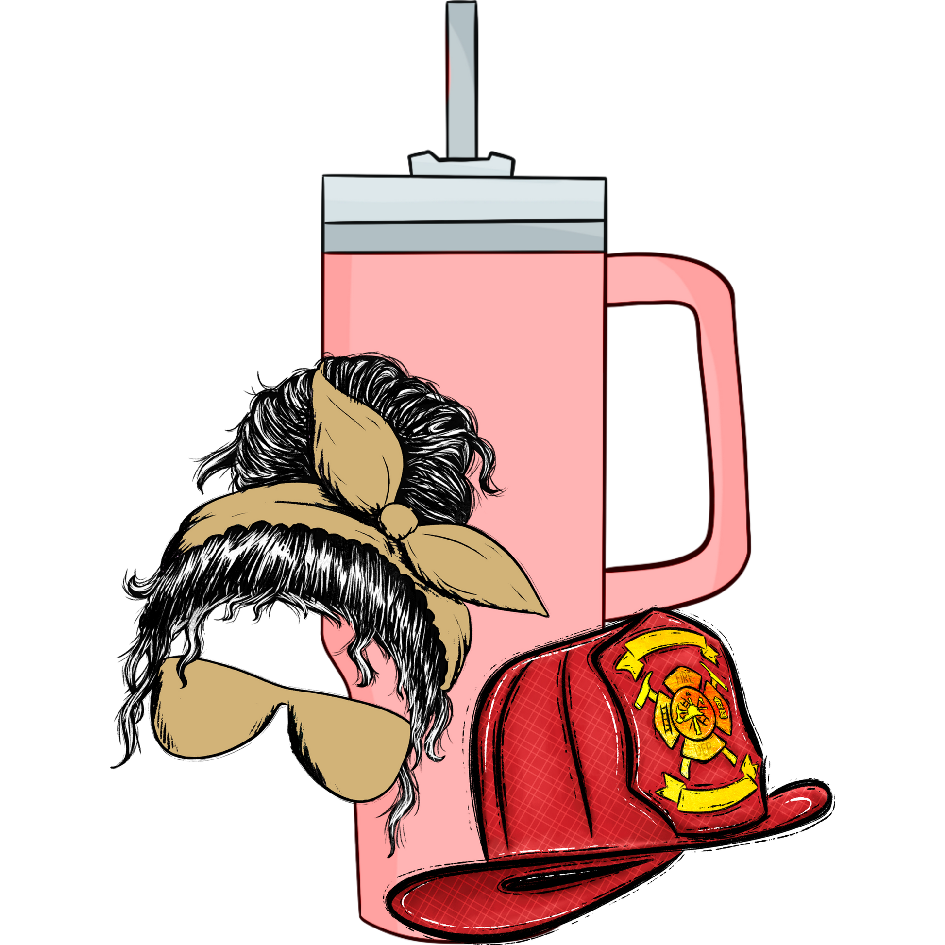 Firefighters Theme Pink Tumbler Cup Gift for Her