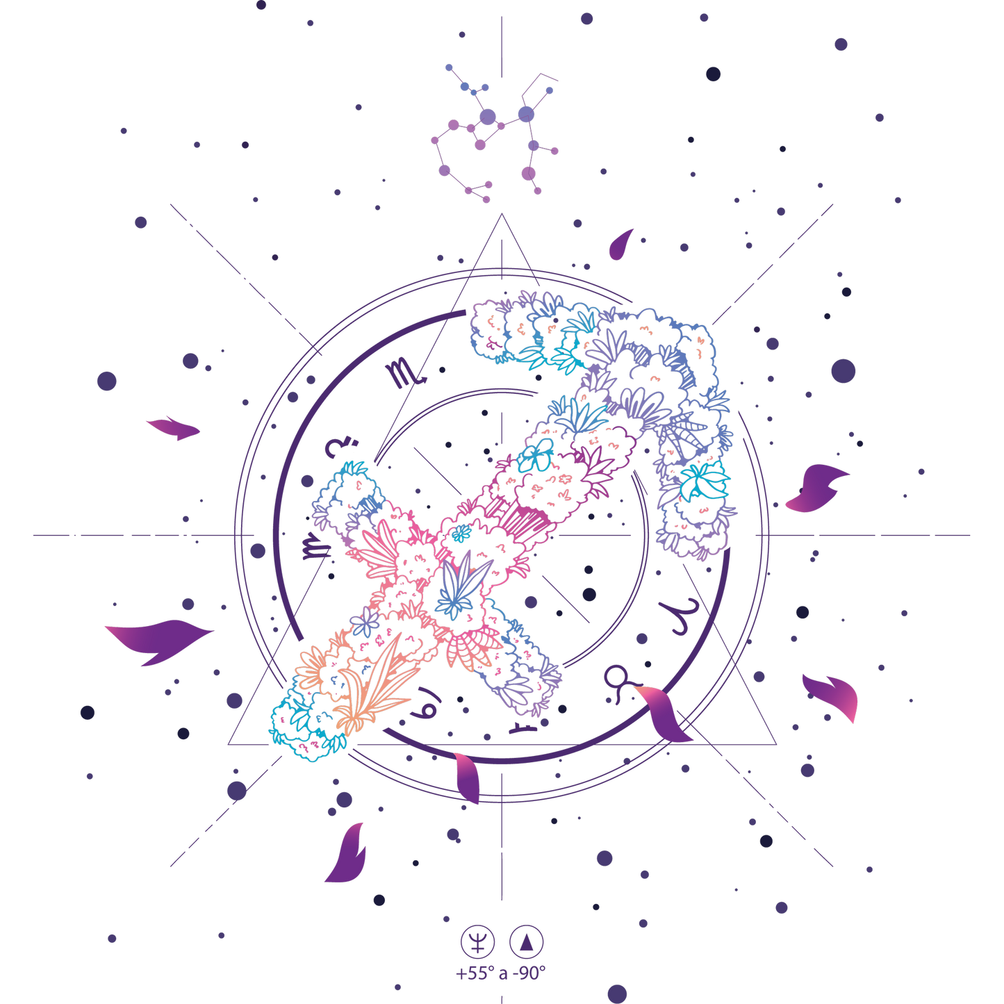 Floral Sagittarius Zodiac Wall Art for Astrology Lovers