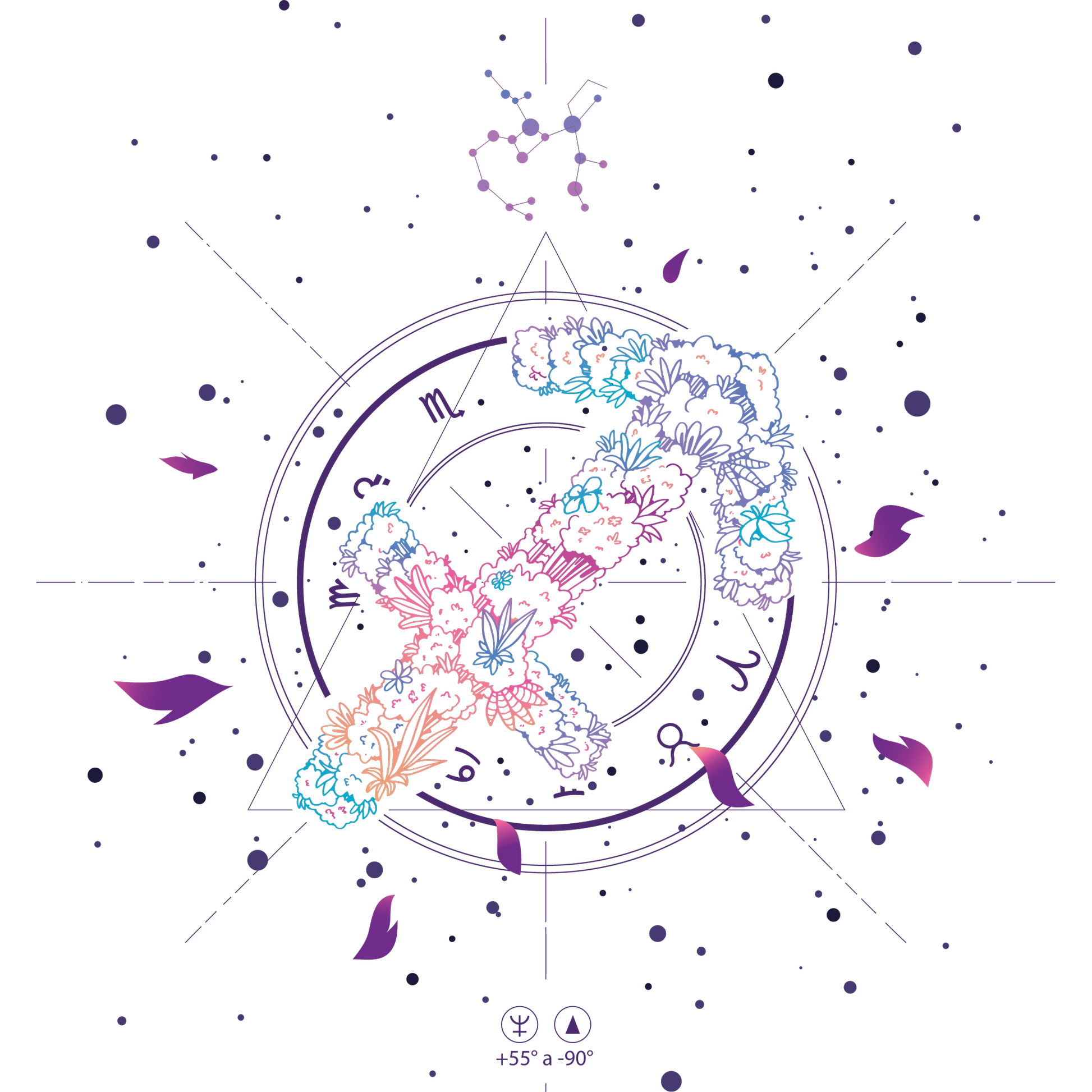 Floral Sagittarius Zodiac Wall Art for Astrology Lovers