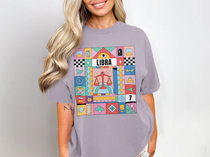 Vibrant Libra Sign Graphic Tee for Astrology Enthusiasts