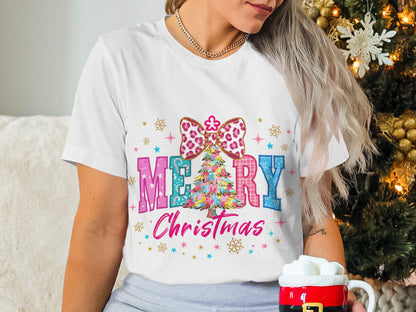 Merry Christmas Glittery Holiday Tee Product