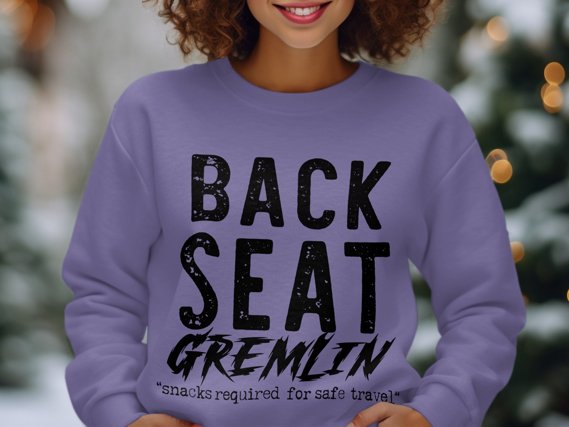 Back Seat Gremlin sweatshirt for humorous travel