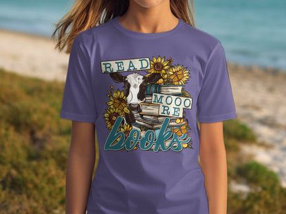 Read Mooore Books Sunflower Cow Graphic Shirt