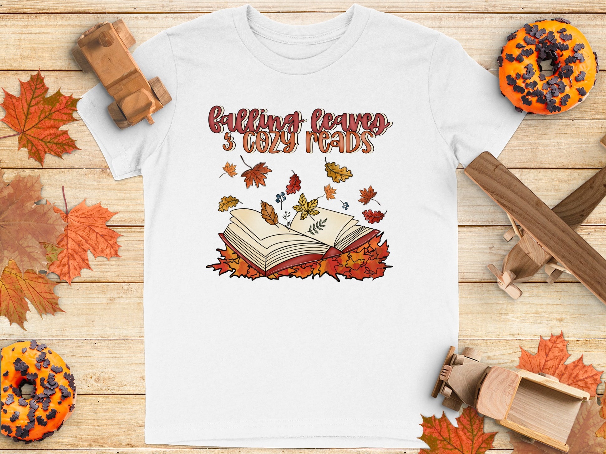 Falling Leaves Cozy Reads Autumn T-Shirt