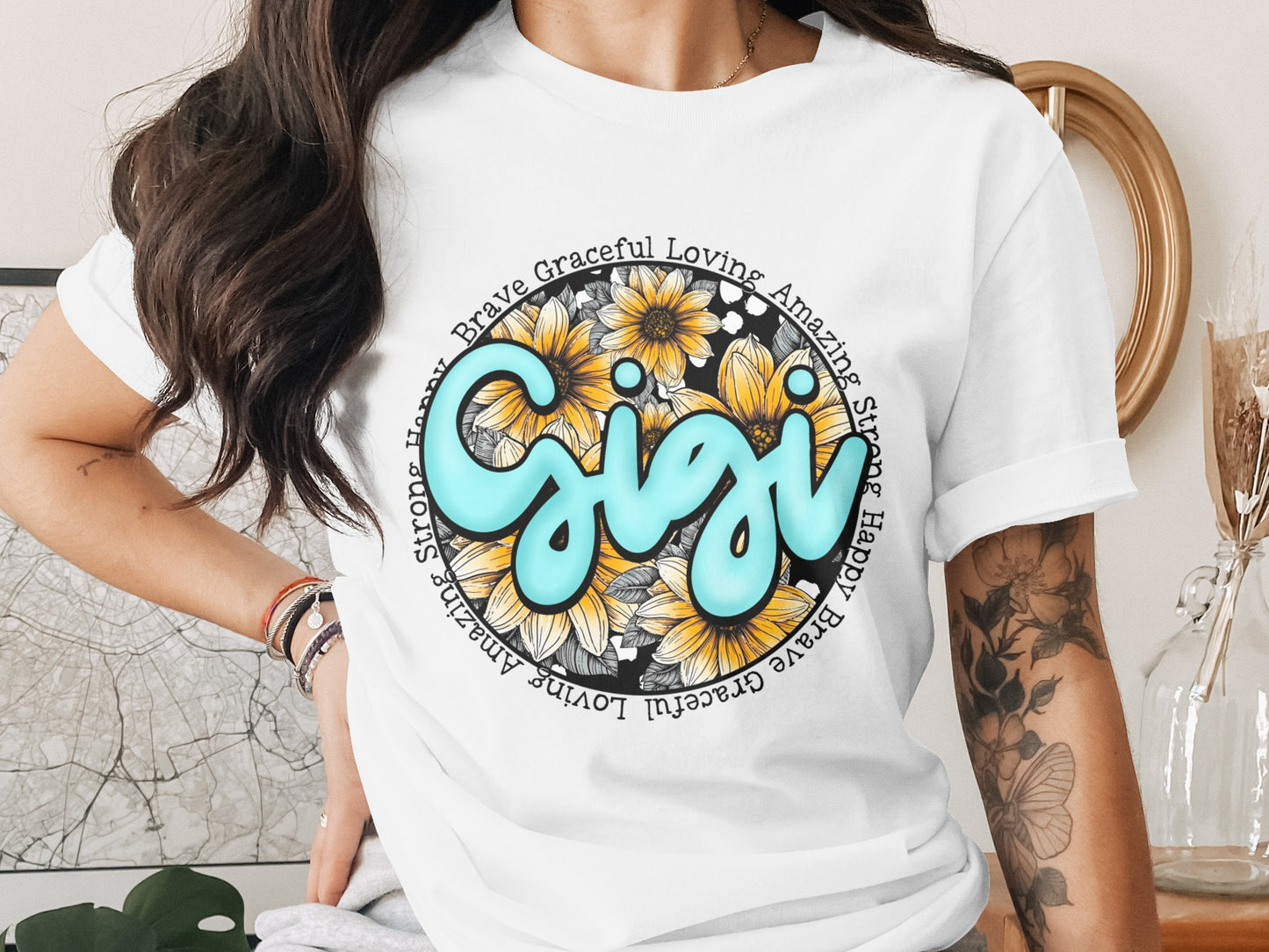 Gigi Floral Sunflower Graphic Tee Shirt