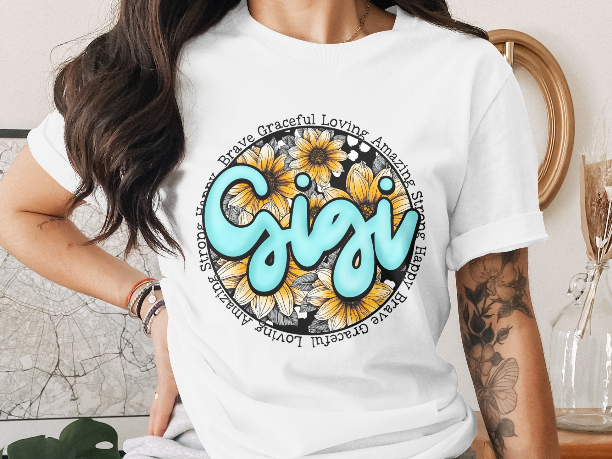 Gigi Floral Sunflower Graphic Tee Shirt