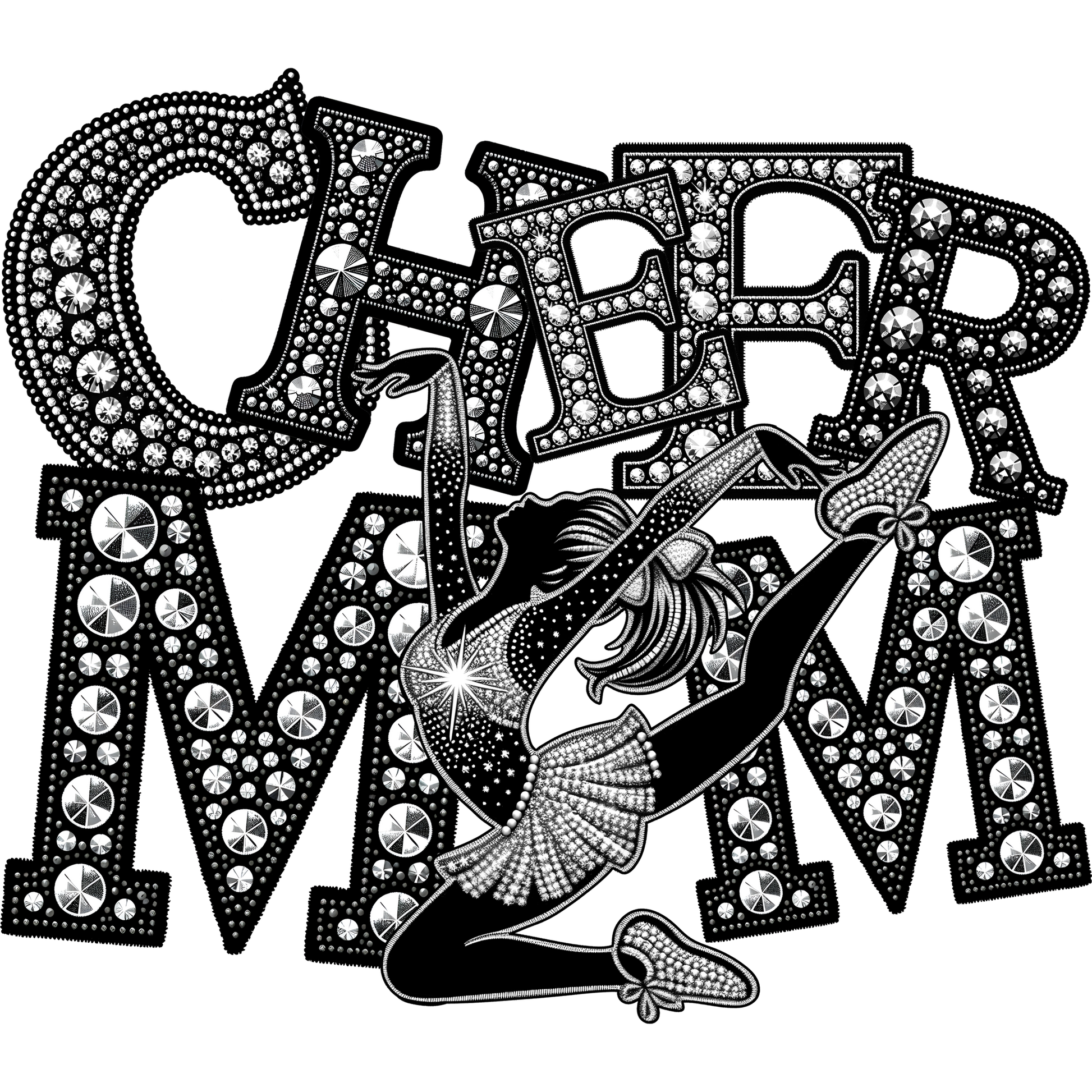 Cheer Mom Glittery Cheerleading Apparel Design