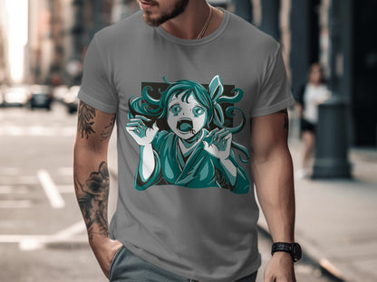 Anime Art Screaming Girl Cool Graphic T-shirt