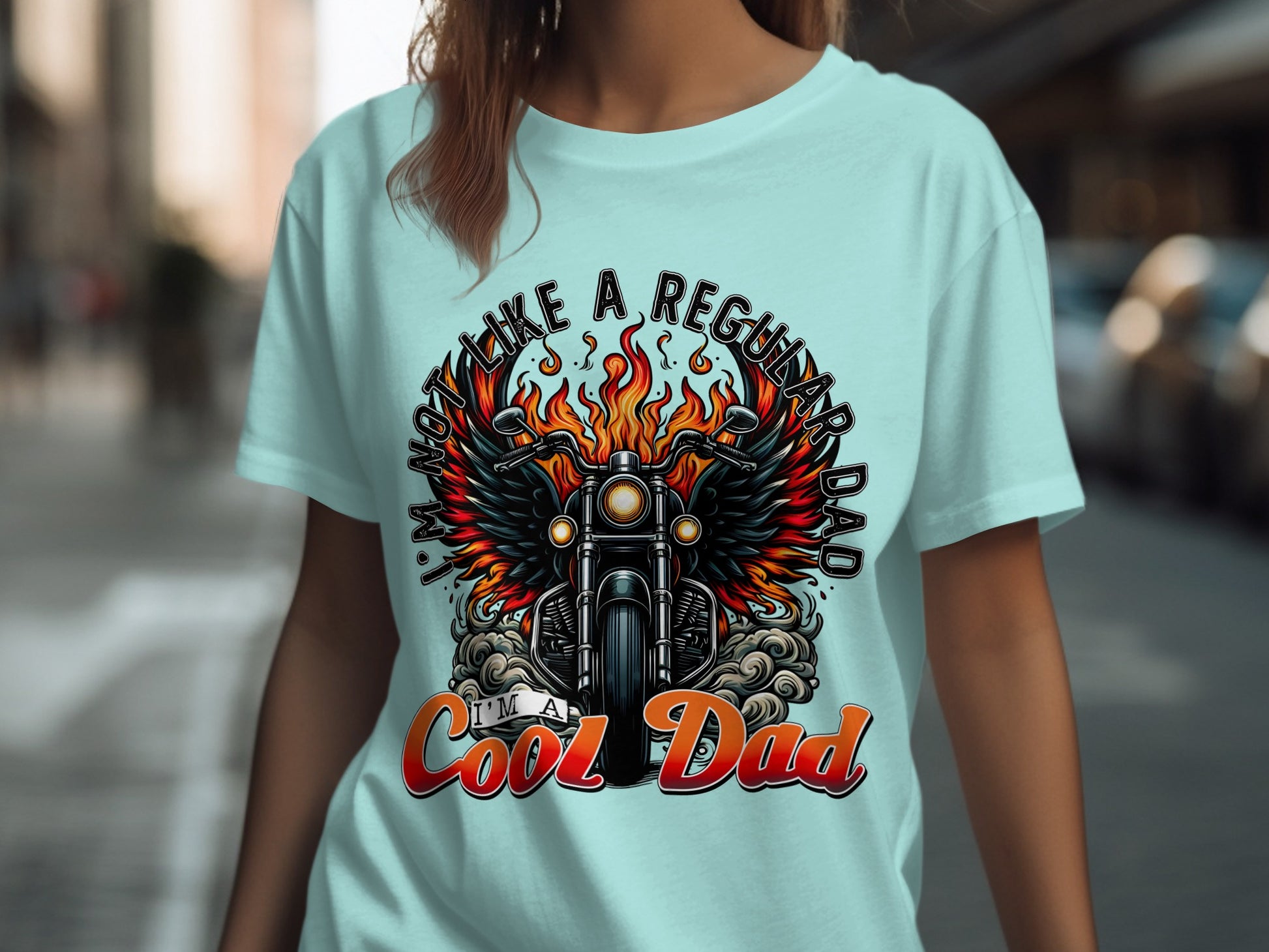 Cool Dad Graphic T-Shirt with Motorcycle Design