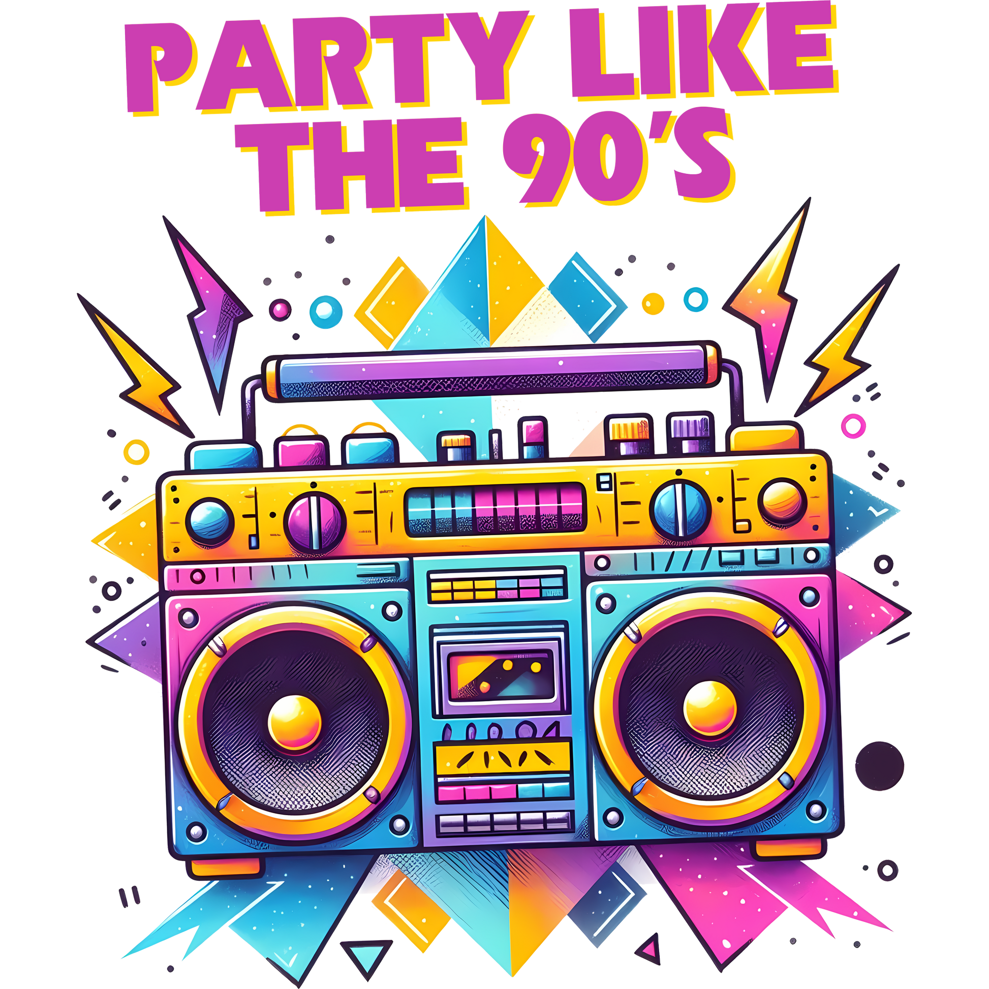 Retro Boom Box Party Like the 90's Graphic Design