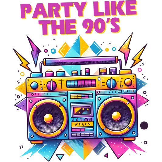 Retro Boom Box Party Like the 90's Graphic Design