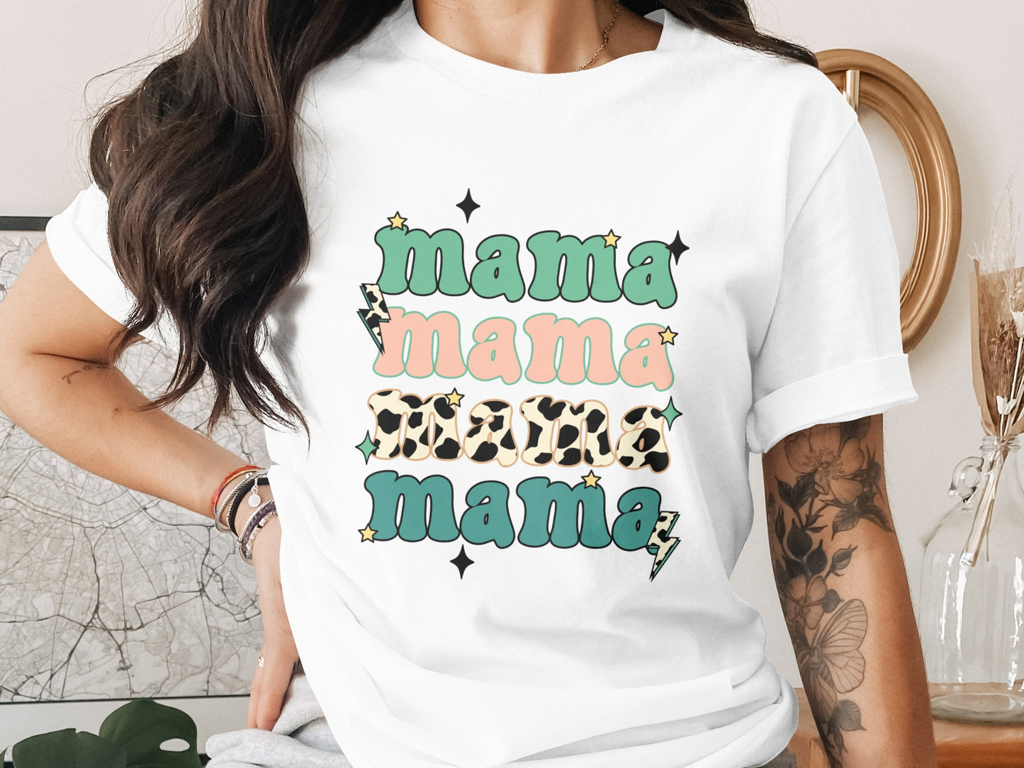 Stylish Mama Themed Graphic Tee For Moms