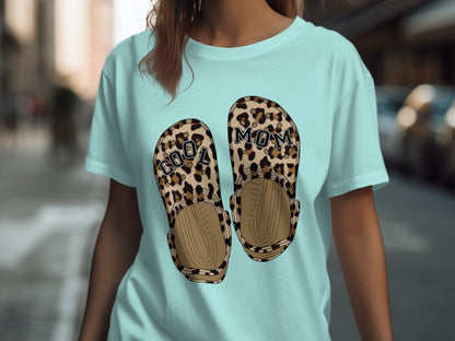 Cool Mom Cartoon Leopard Print Feet T-Shirt