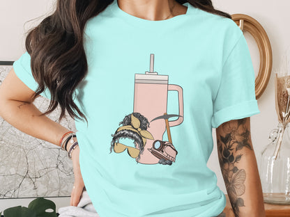 Quirky Penguin and Mug Design Graphic Tee product