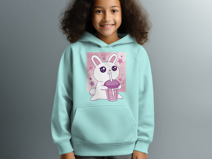 Cute Bunny with Stars Drinking Boba Hoodie